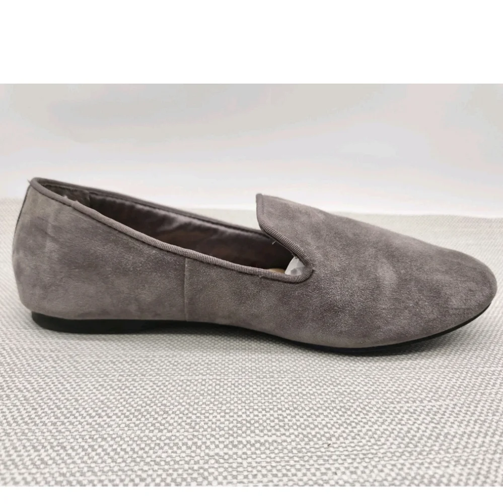 Birdies Size 8 Gray Leather  Suede Flats Loafer Slip On Women Comfort Shoes